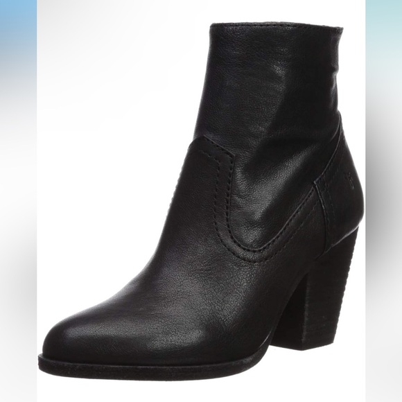 Frye Essa Bootie Black Leather Boho Western High Heel Ankle Bootie 7.5M - Picture 12 of 13